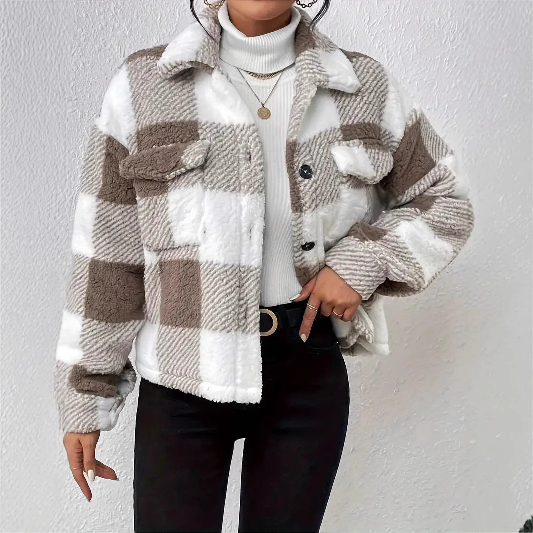 Ladies Cozy Checked Stylish Jacket