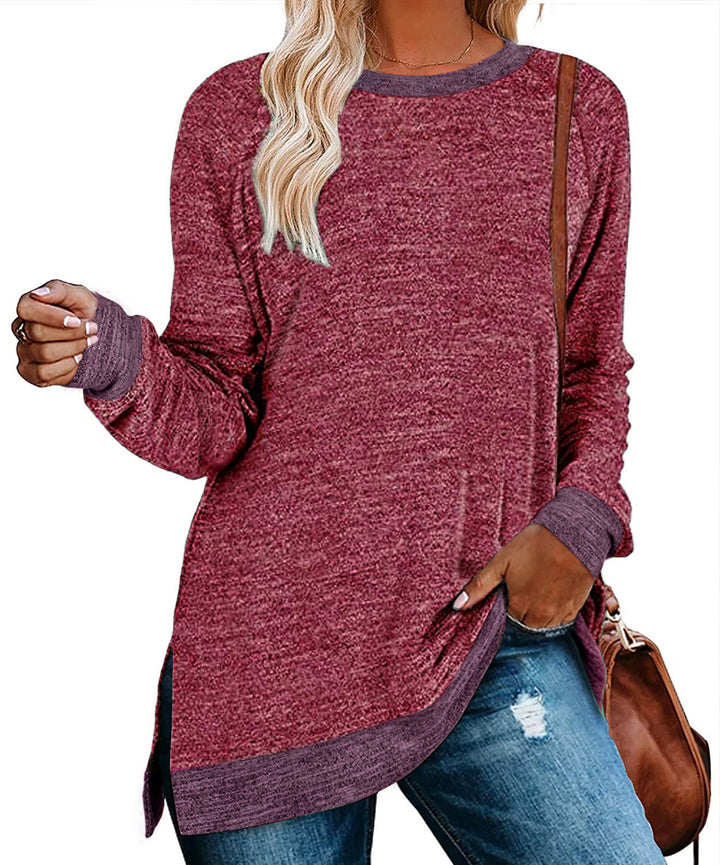 Casual oversized long sleeve t-shirt for women with contrast hem Lune London