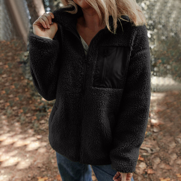 Fleece jacket for women with high collar and practical breast pocket Lune London