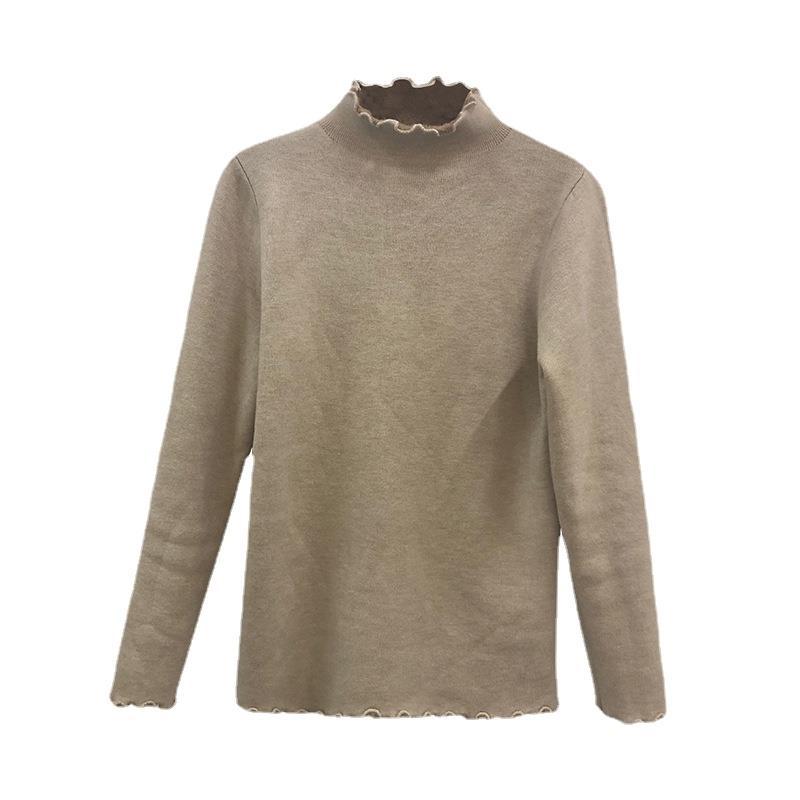 Pull court femme avec col roulé et détails à volants Chic & Stil