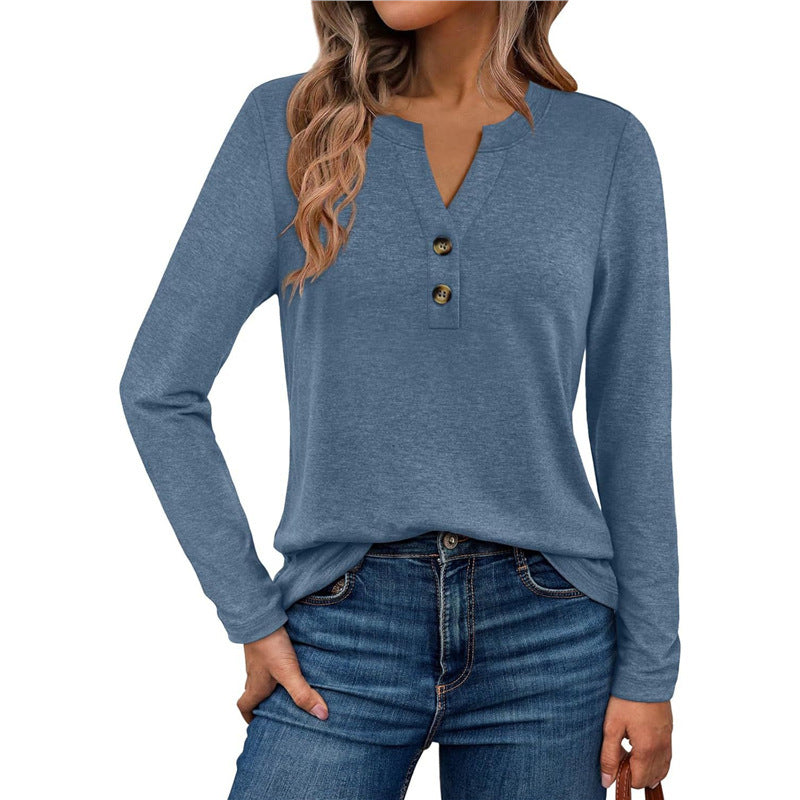 Long sleeve women's t-shirt with button details Lune London