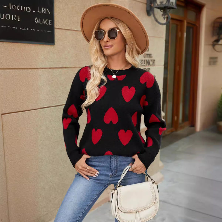 Pull pour femmes avec motif cœur et coupe décontractée Chic & Stil