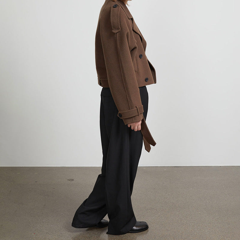 Lune London short wool trench coat with stylish details