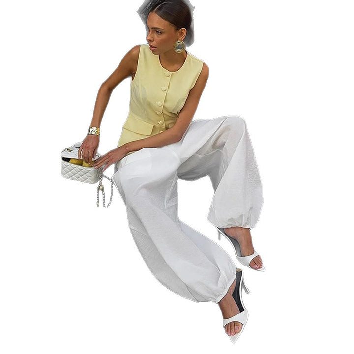 Women Lightweight Balloon Pants with Elastic Waistband, Drawstring & Ruched Ankle Cuff Amarae