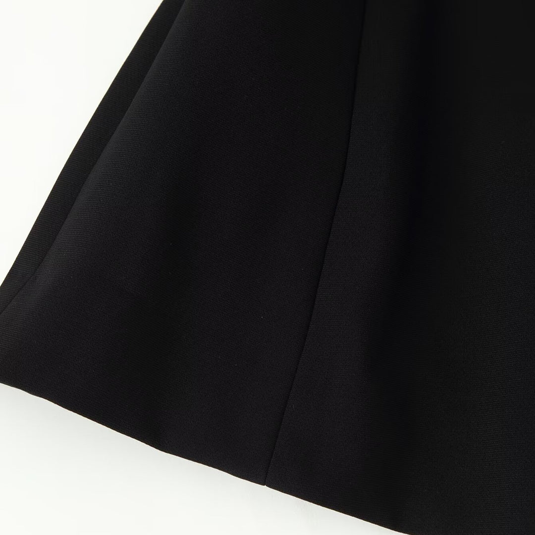 Women's Minimalistic Short Jacket with Asymmetrical Placket and Round Neckline Amarae