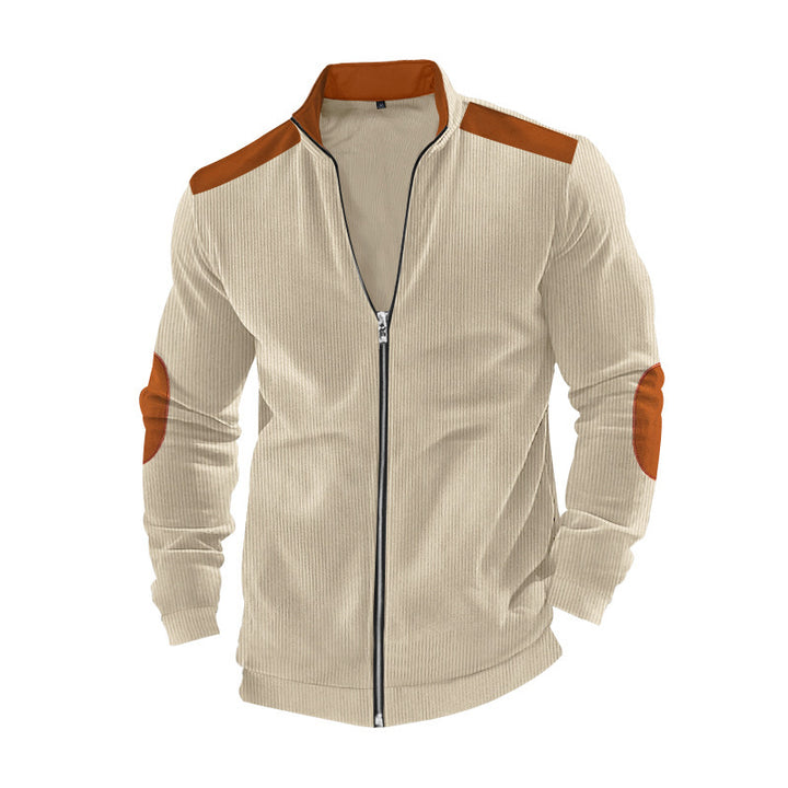 Men's sports jacket with zipper and faux leather details Lune London