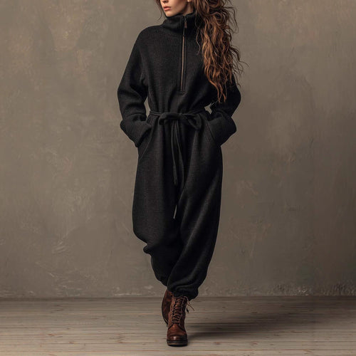 Ladies comfortable fleece jumpsuit with high collar Amarae