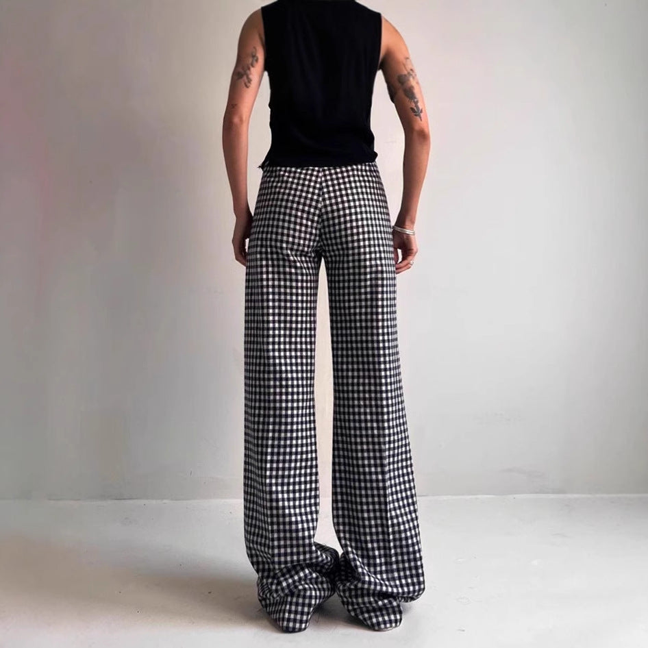 Women Comfortable Tube Pants with Checkered Pattern and Elastic Waist Lune London