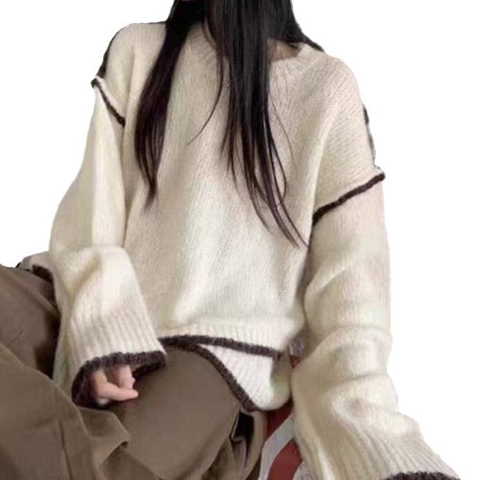 Pull en maille épaisse pour femmes avec couleurs contrastées et coupe décontractée Chic & Stil
