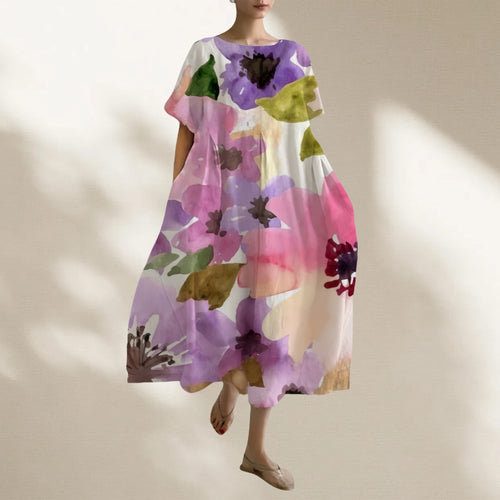 Chic Floral Print Kaftan Dress for Women