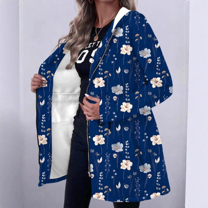Women's Floral Print Hooded Parka with Padded Lining Amarae