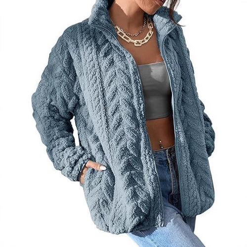 Comfortable fleece jacket for women with oversized fit and high neck Amarae