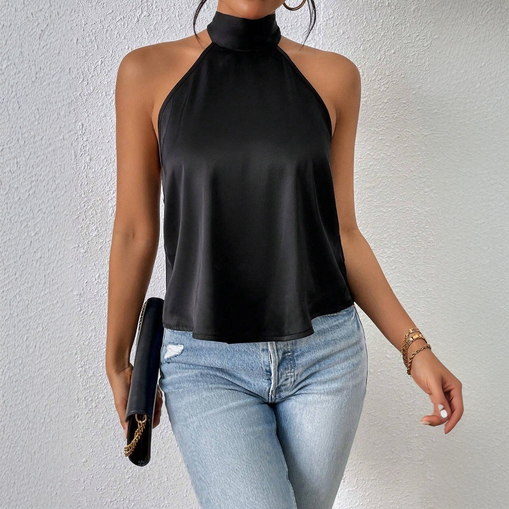 Haut halter élégant pour femmes avec finition soyeuse Chic & Stil