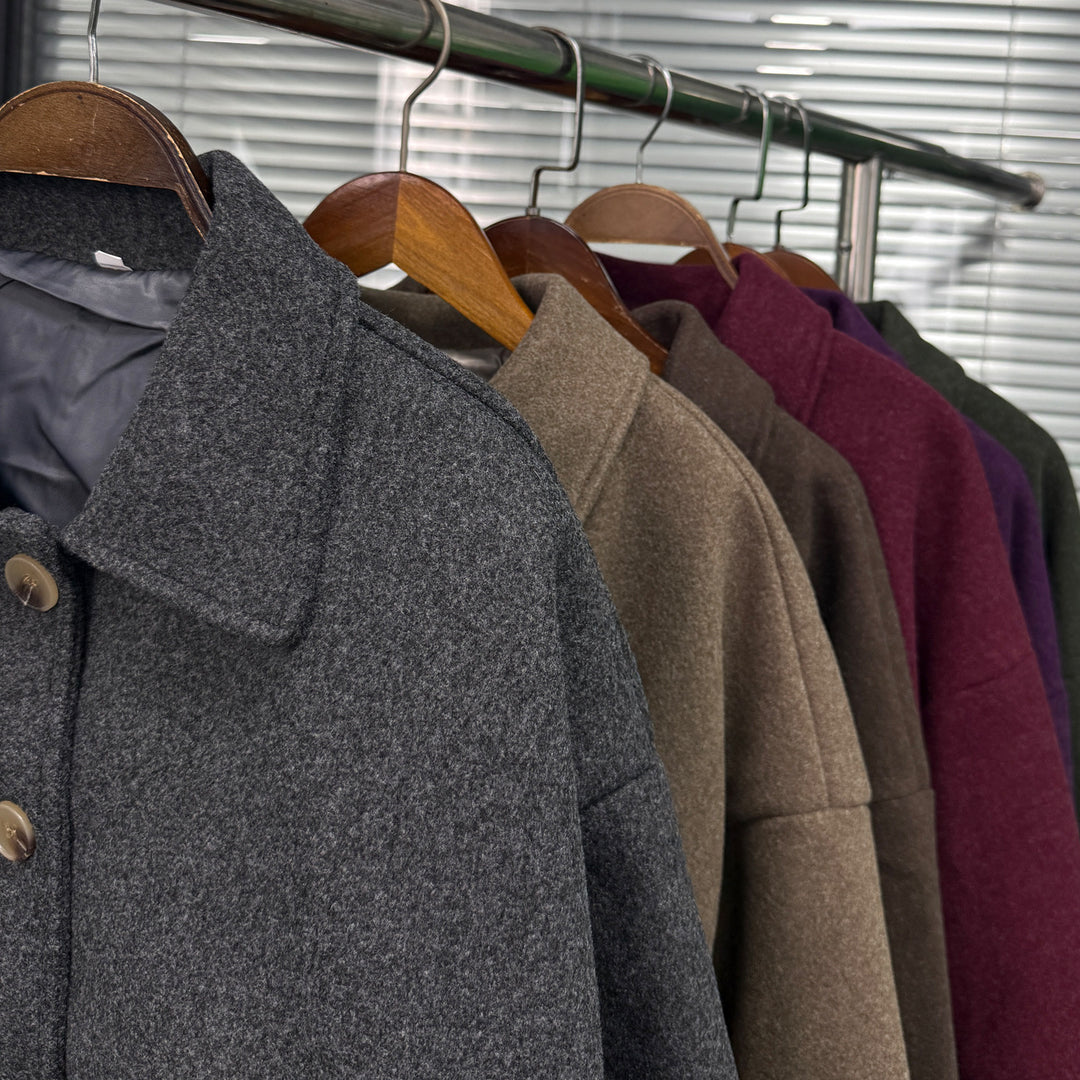 Women's Oversize Wool Blend Jacket with Large Decorative Buttons and Wide Cuffs Amarae