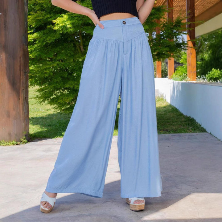 Wide linen pants for women with high waist and practical pockets Lune London
