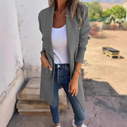 Manteau oversized décontracté pour femmes avec poches latérales et col ouvert Chic & Stil