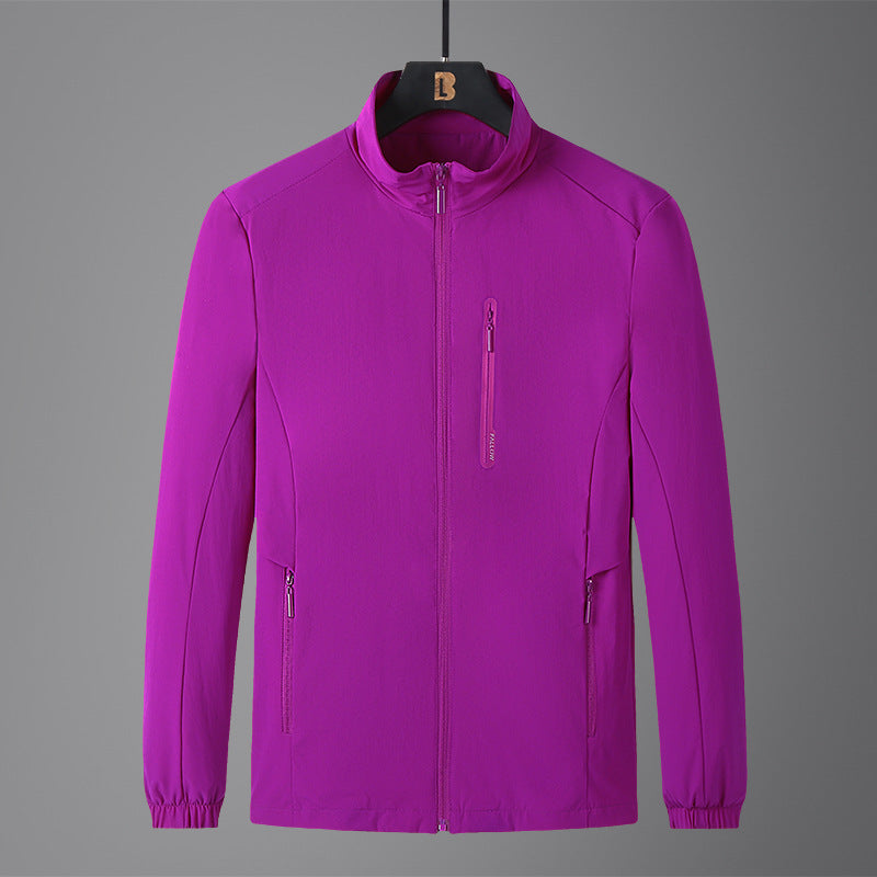 Men's Lightweight Softshell Jacket with Stand-Up Collar, Wind and Water-Repellent Surface, and Zipper Pockets Amarae