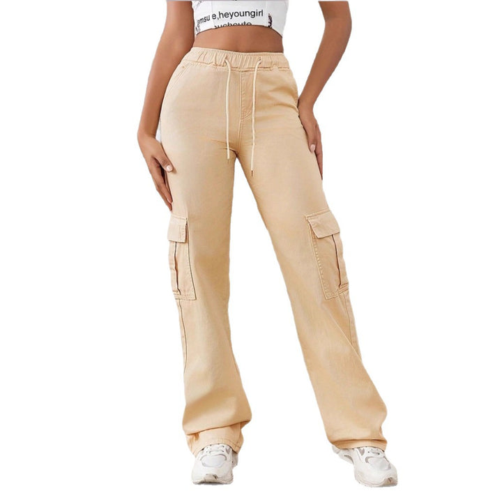 Women's High-Waisted Cargo Sweatpants with Wide Legs and Patch Pockets Amarae