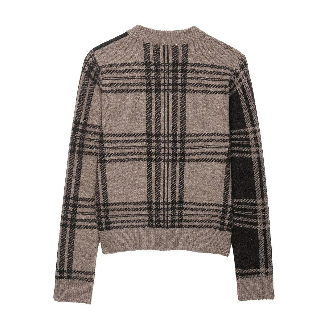 Ladies Chic tartan button sweater Lune London