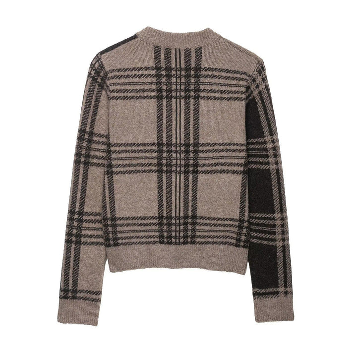 Ladies Chic tartan button sweater Lune London