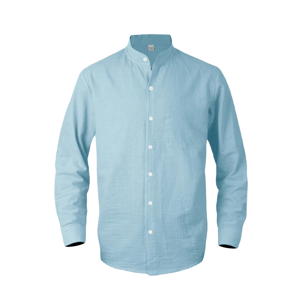 Men's modern shirt with narrow stripes and stand-up collar Lune London