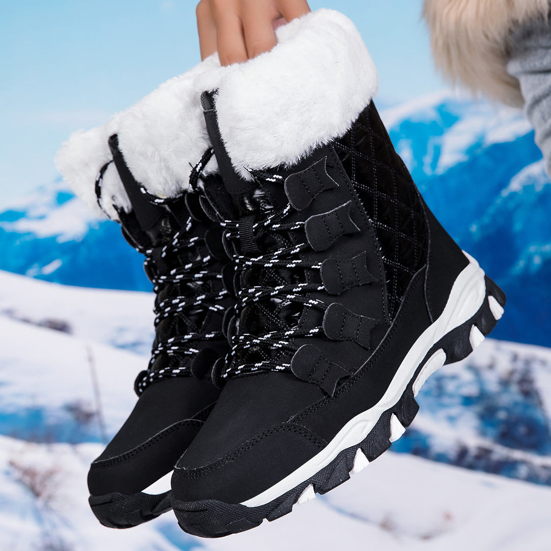 Women's Insulated Thermal Winter Boots with Quilted Surface, Faux Fur Collar and Textured Multi-Zone Outsole Amarae