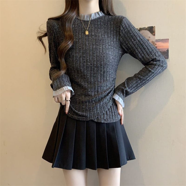 Pull fin tricot élégant pour femmes avec col décoratif Chic & Stil
