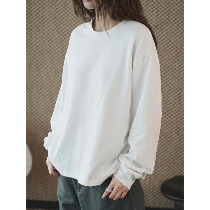 Women's Boxy Sweatshirt with Raw Edge Trim and Dropped Shoulder Amarae