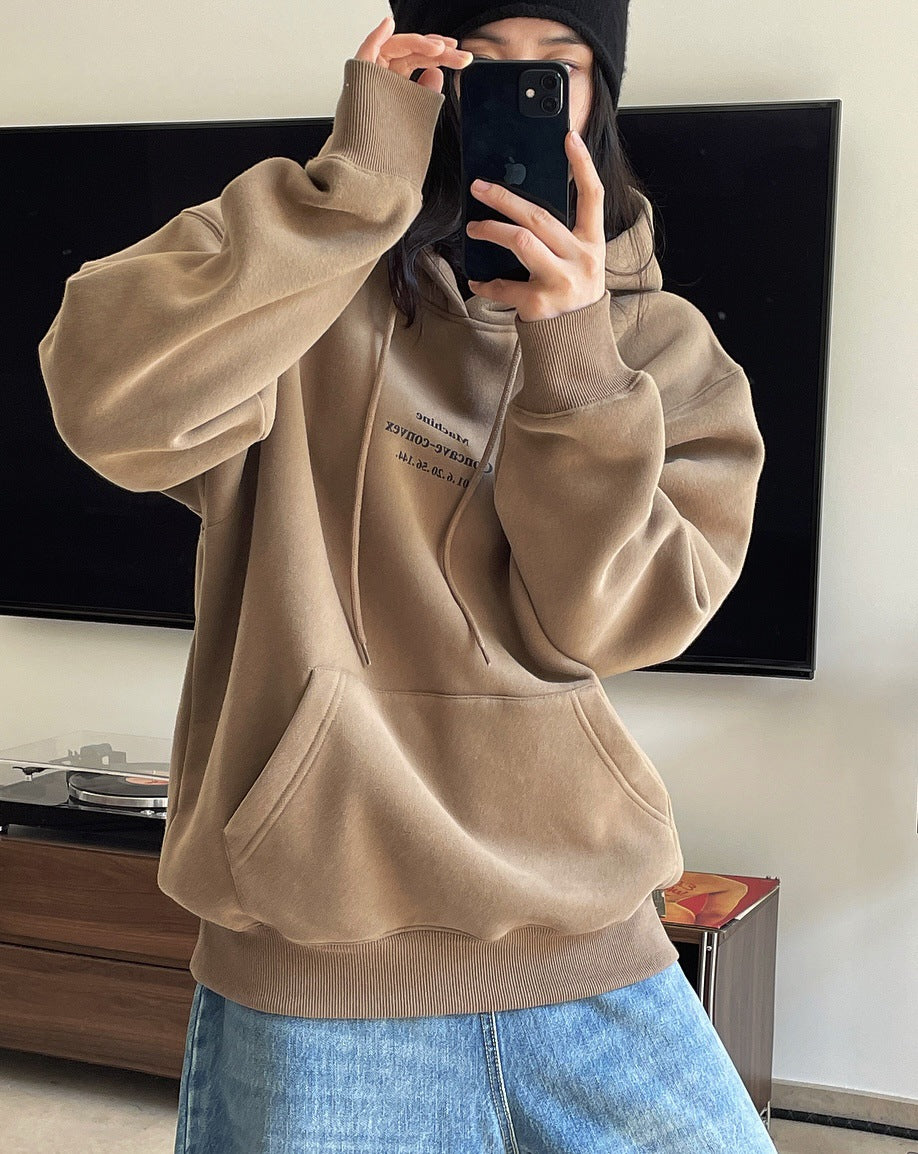 Women Soft Fleece Hooded Pullover in Oversized Cut with Kangaroo Pocket Amarae