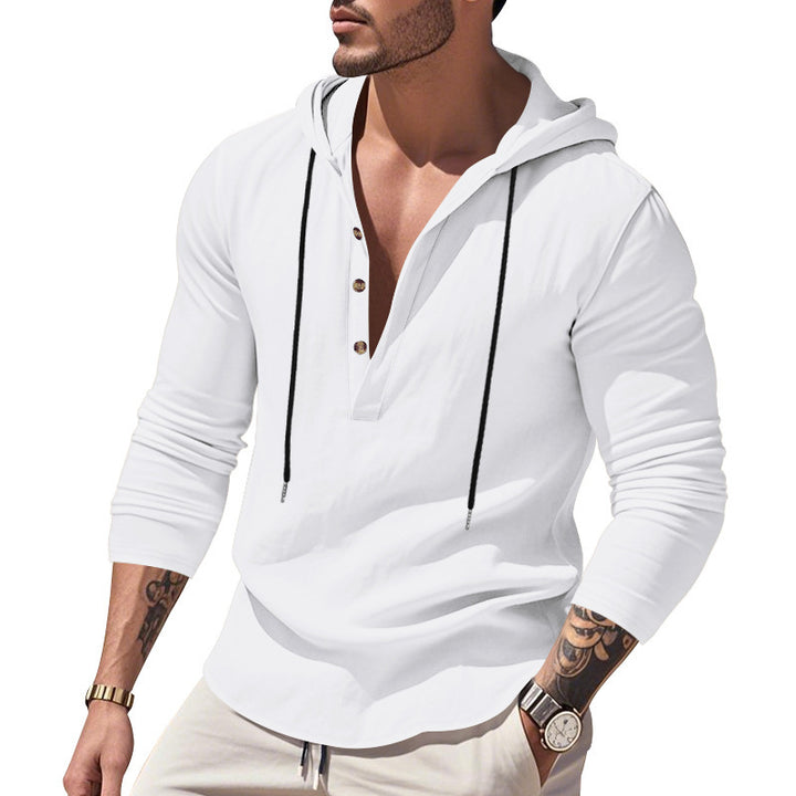 Men's casual hoodie shirt with modern button placket design Amarae