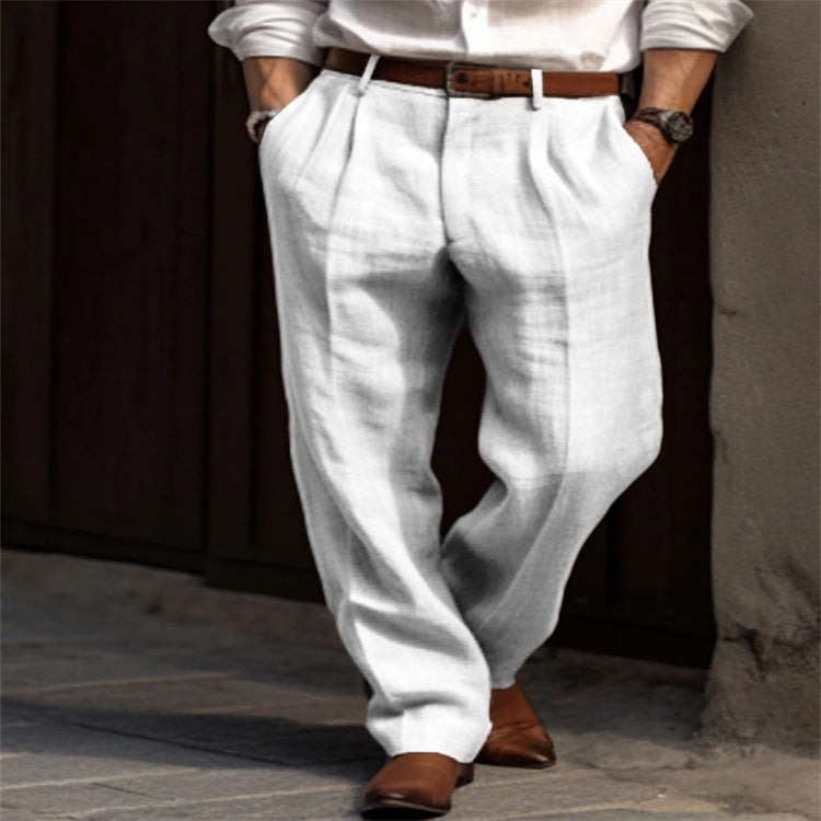 Men's Elegant Linen Trousers with Straight Leg Lune London