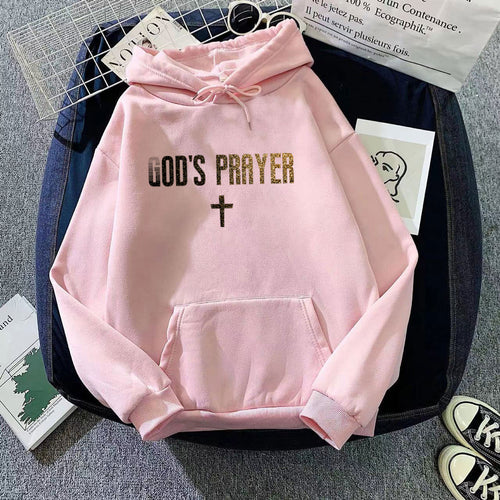 Women's hooded sweatshirt with unique lettering and cross design Chic & Stil