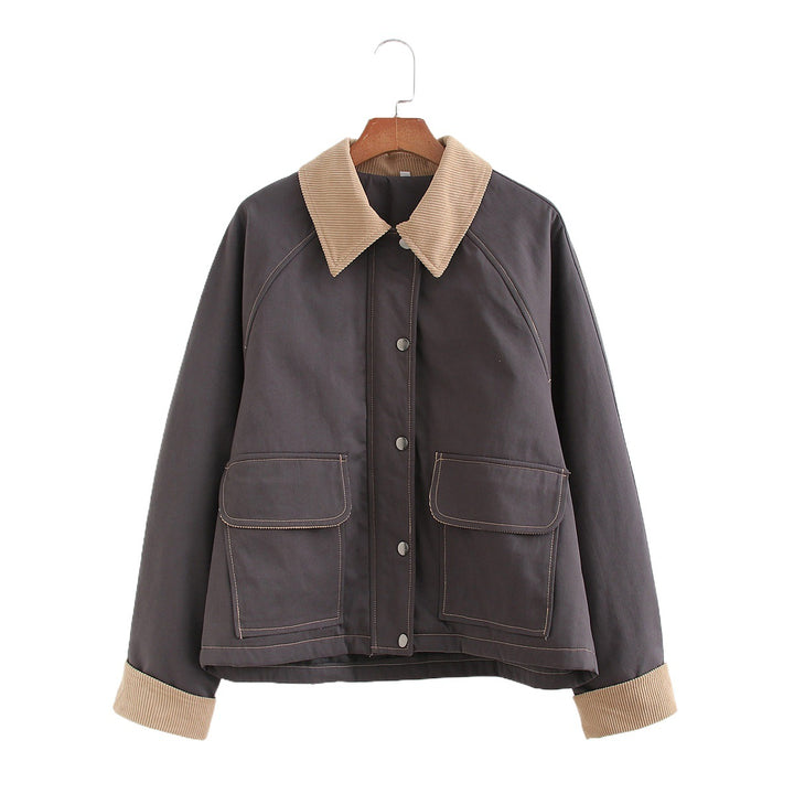 Casual transitional jacket for women with stylish corduroy collar and practical pockets Lune London