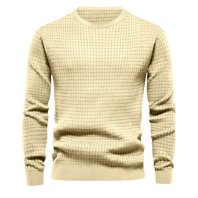 Men's high-quality knitted sweater with textured design and classic round neckline Lune London