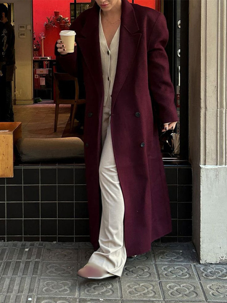 Ladies Elegant Oversized Wool Coat with Double Knot Closure Lune London