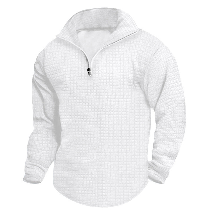 Pull en polyester à col montant pour homme, avec fermeture éclair pratique et design texturé Lune London