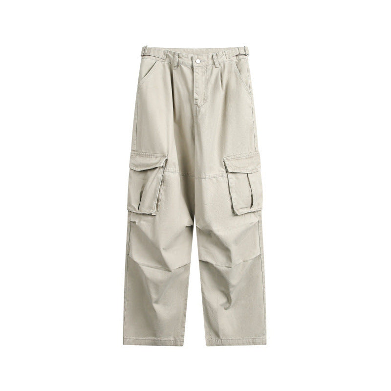 Men's Utility Cargo Pants with Wide Leg, Flap Pockets and Adjustable Waist Amarae