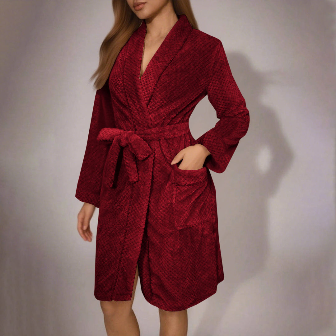 Ladies Cozy Dressing Gown with Belt and Chic Pockets