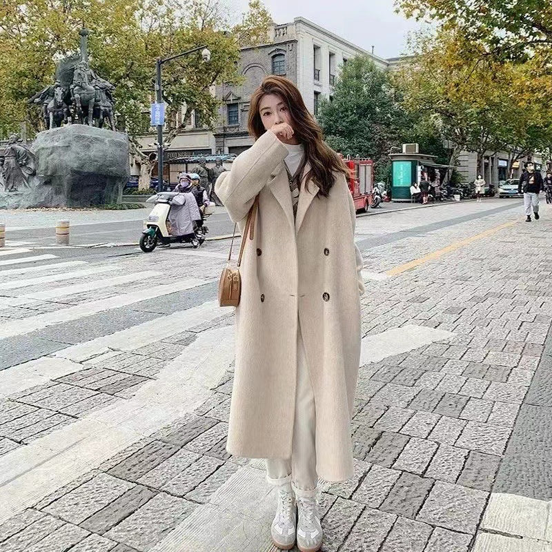 Women Elegant Double-Breasted Wool Coat Chic & Stil