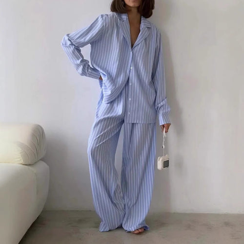 Ladies Luxurious Chic Striped Pajama Set