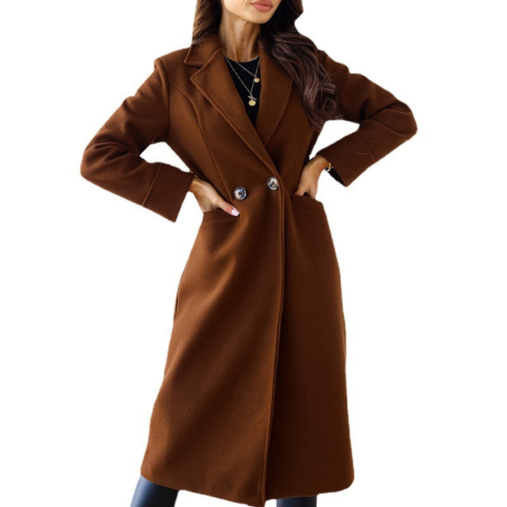 Women's Elegant Wool Coat with Double Breasting and Practical Pockets Lune London