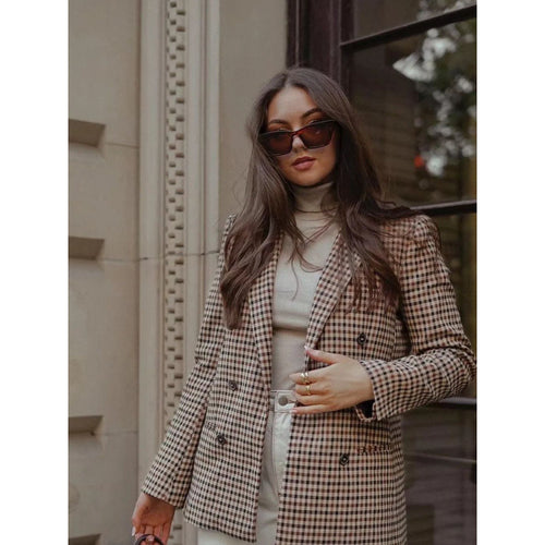 Plaid blazer jacket for women with double-breasted closure and ideal fit Amarae
