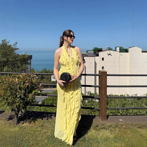 Maxi dress for women with voluminous ruffle design Amarae