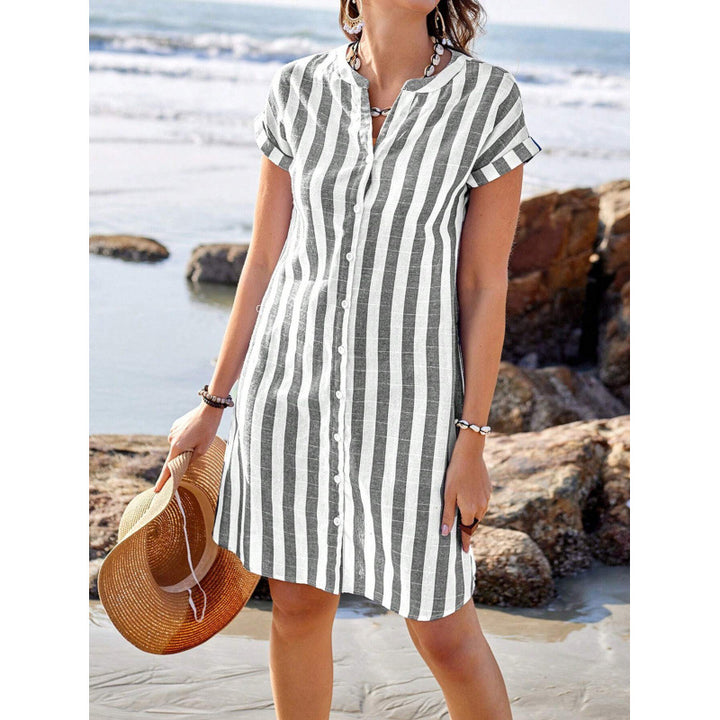 Striped shirt dress for women in light linen fabric Lune London