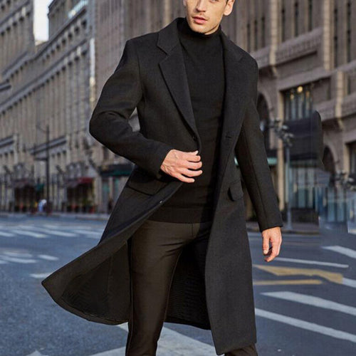 Elegant wool coat for men with a classic design featuring a deep lapel Amarae