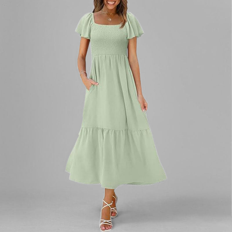 Robe maxi pour femmes avec un décolleté carré élégant et des manches volumineuses Chic & Stil