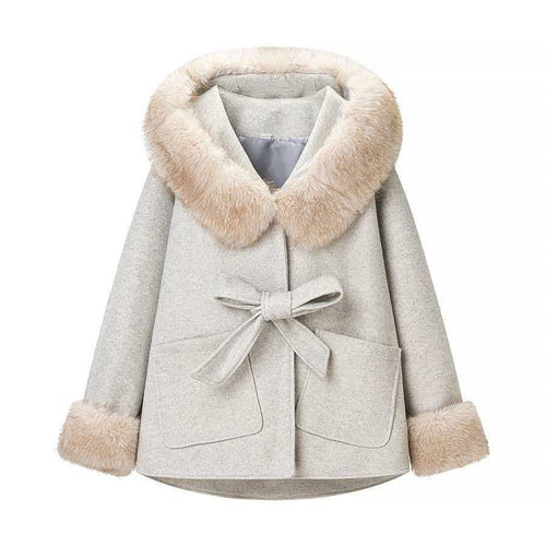 Veste en laine stylée pour femme avec capuche amovible et doublure en teddy Chic & Stil