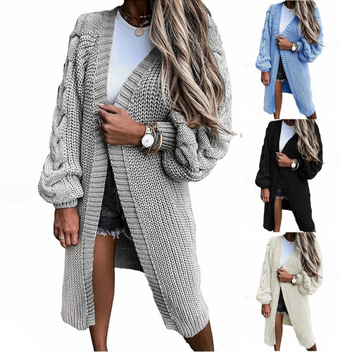Cardigan en tricot épais pour femmes avec des manches volumineuses et une ouverture devant Chic & Stil