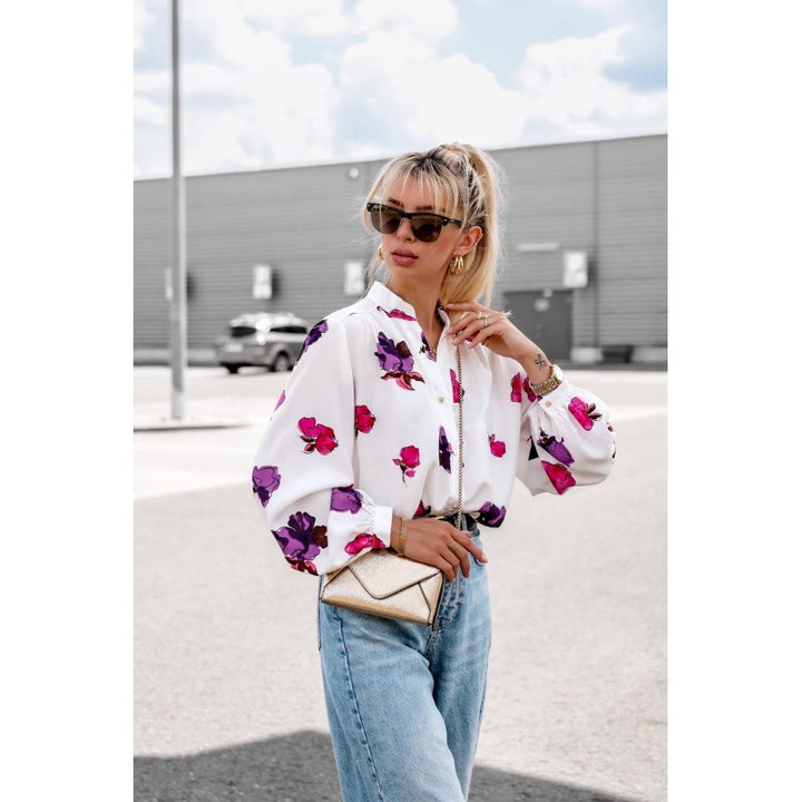Blouse pour femmes avec motif floral et manches ballon Chic & Stil