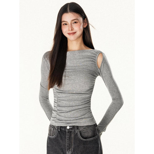 Women's fitted long-sleeve shirt with asymmetrical neckline Chic & Stil